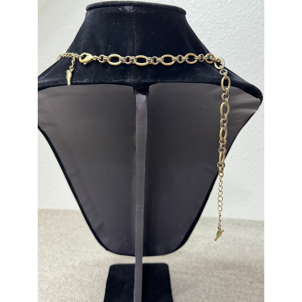 Chloe + Isabel Statement Necklace Blue Gold Crystal Marbled Stone Festival Y2K - Picture 5 of 10